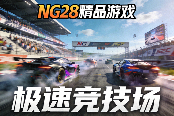 NG28精品游戏《极速竞技场》游戏画面截图 - 赛车竞速主题，多辆赛车在赛道上飞驰