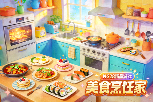 NG28精品游戏《美食烹饪家》游戏截图 - 色彩缤纷的厨房与各式菜肴
