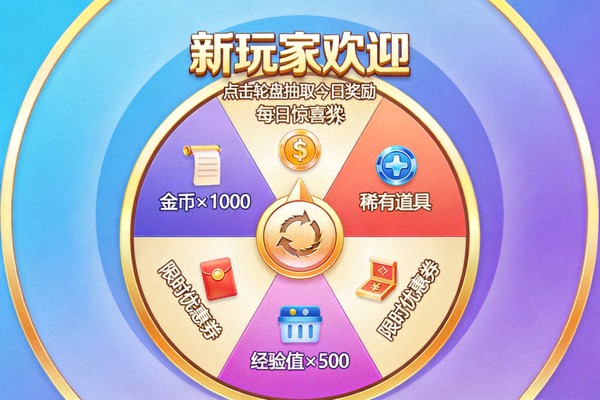 新玩家加入NG28游戏专区欢迎界面 - 展示每日惊喜奖励轮盘