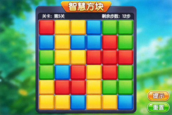 益智策略游戏《智慧方块》游戏界面截图 - 彩色方块拼接挑战